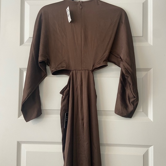 NWT Express chocolate brown cutout midi dress sz 0 - Picture 4 of 8